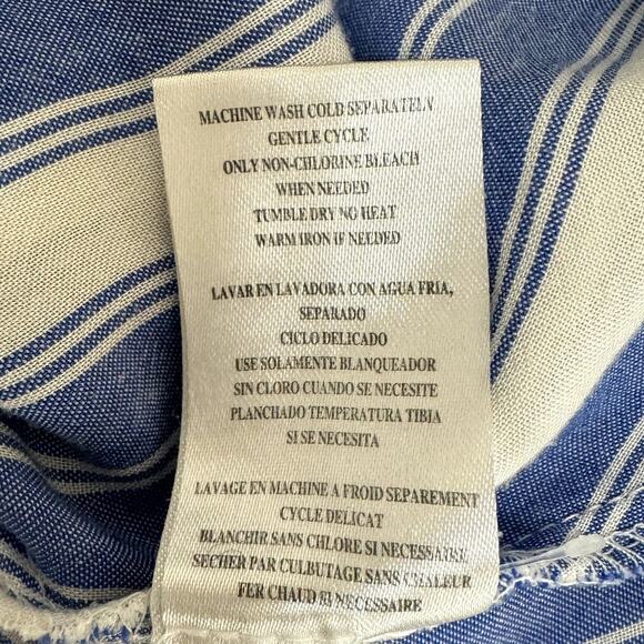 Women's KUT From The Kloth Striped Blouse Jenalee Cross Over Roll Sleeve Top Med - Picture 8 of 9